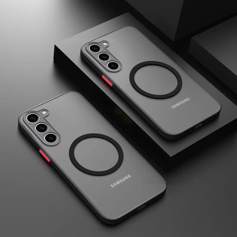 S25 S24 Ultra Plus Case Armor Matte Magnetic For Samsung Galaxy S25 S24 S23 S 25 Ultra Plus Cases Frosted Wireless Charge Cover 2