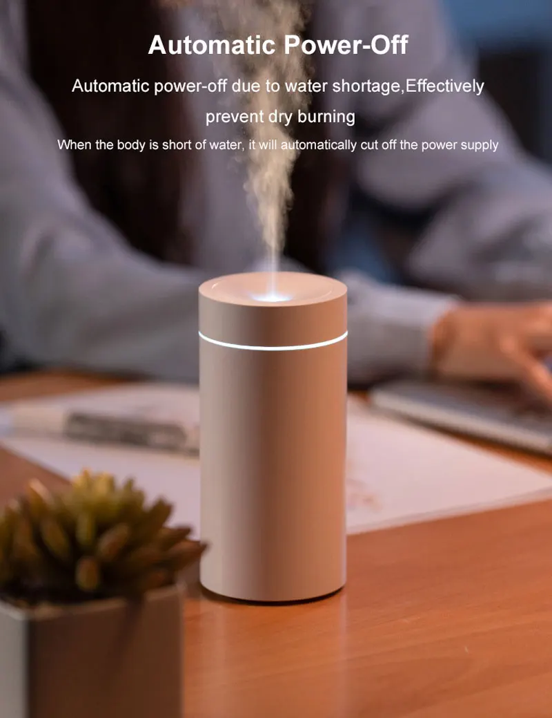 100ml Air Humidifier Water-Based Essential Oil USB Portable Aroma Diffuser Lamp with Color Flame Night Light