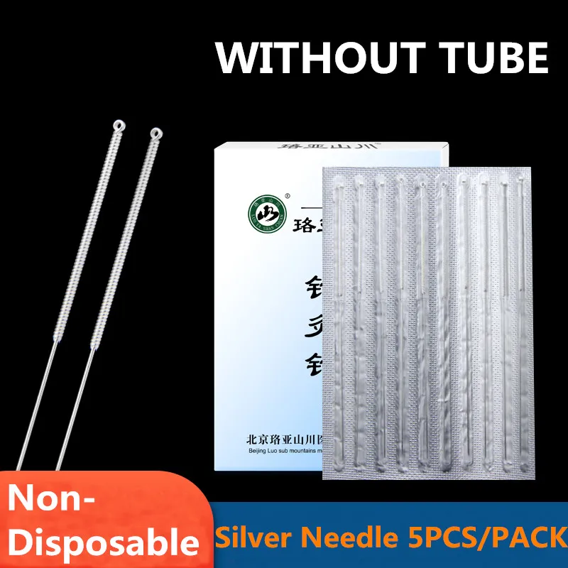 

New Reusable 85% Silver Acupuncture Needle Genuine Silver Needles Non-Disposable Massager Health Care 5Pcs/Pack