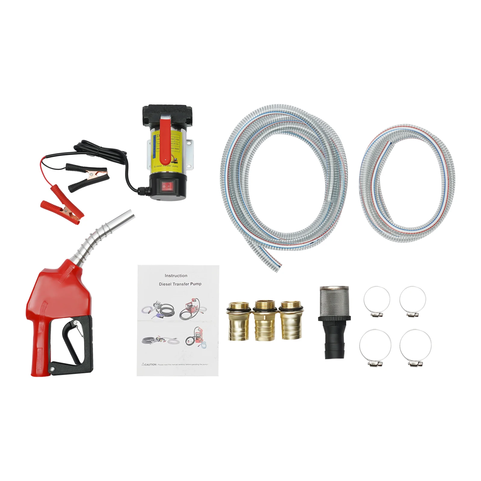 Diesel Pump Fuel Oil Pump with Hose Electric Self-Priming 12V 45L Automatic Gun - 3
