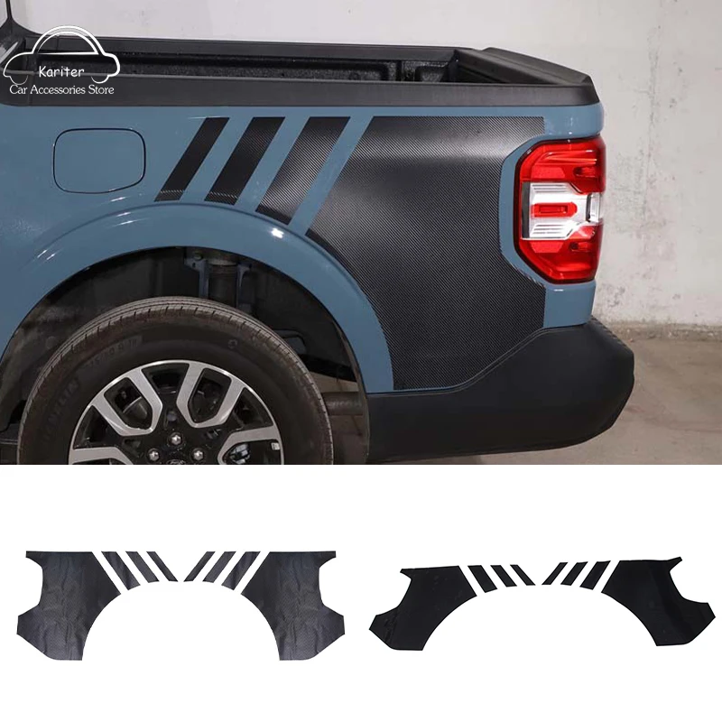 For Ford Maverick 2022 PVC Pickup Side Rear Wheel Sticker Decor Decals Car  Cover Carbon Fiber Pattern Auto Accessories