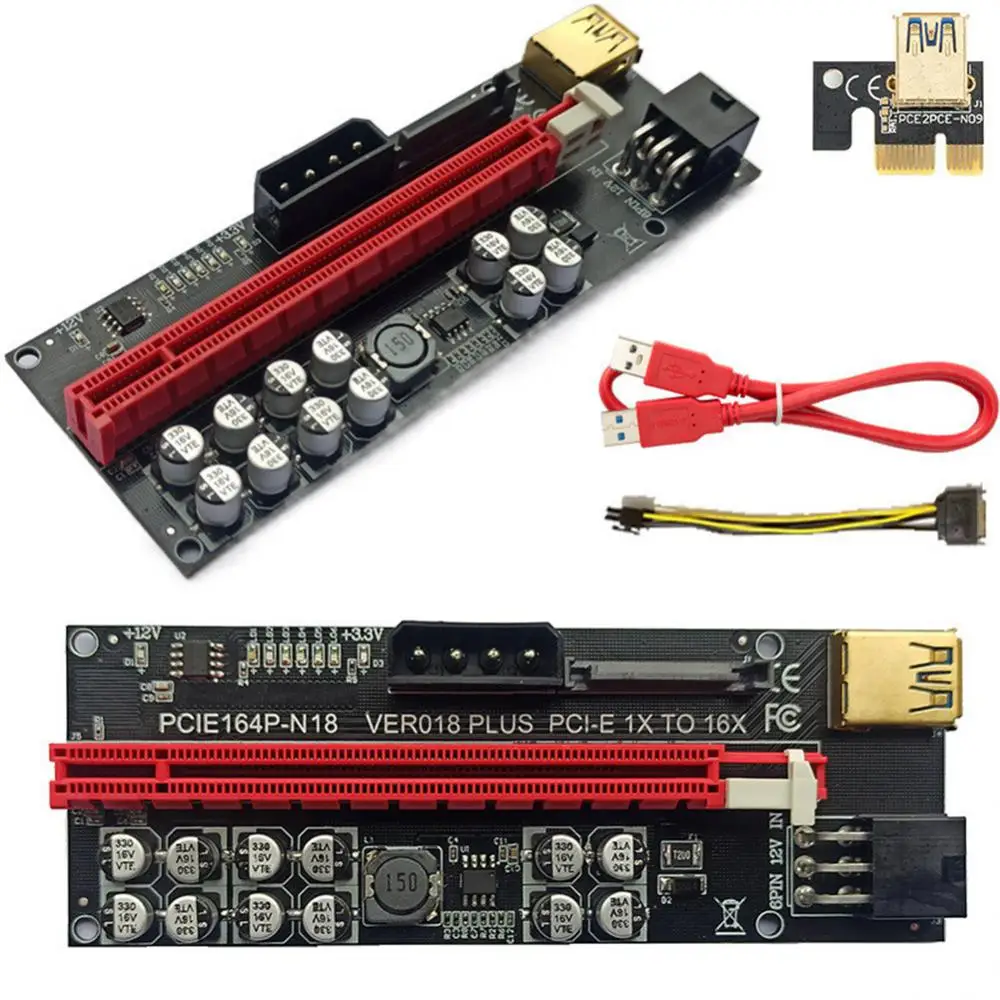 

Ver018 Plus Райзер со светодиодным индикатором для майнинга Btc для видеокарты Pci Express X16 удлинитель Pci Express множитель