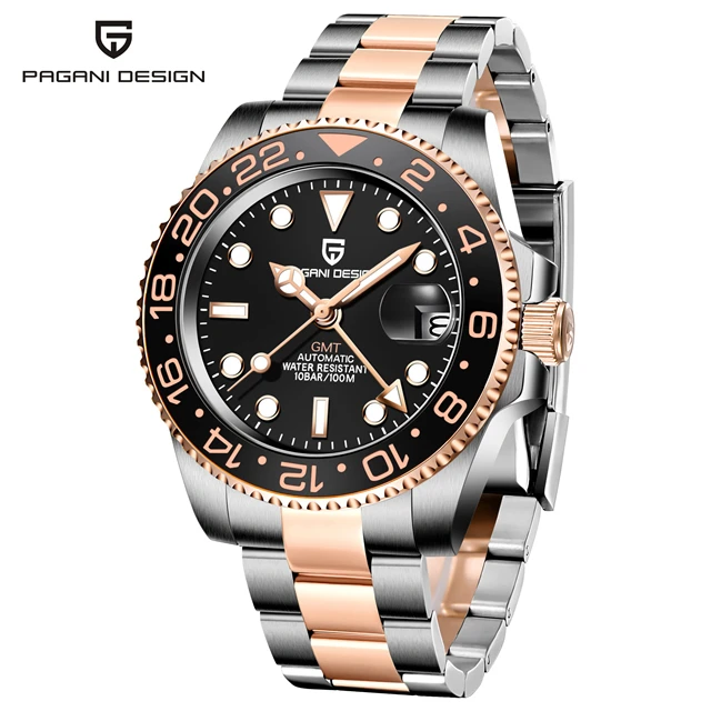 2022 New PAGANI DESIGN Luxury Men GMT Automatic Machinery Watch 40MM Ceramic Bezel Jubilee Strap Sapphire 100M Waterproof Clock 