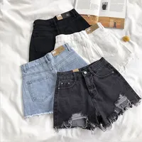 Korean Denim Shorts Women Summer Fashion Casual High Waist Ripped Jeans Pocket Tassel Y2K Hot Pants Streetwear Blue Trousers - Image 2