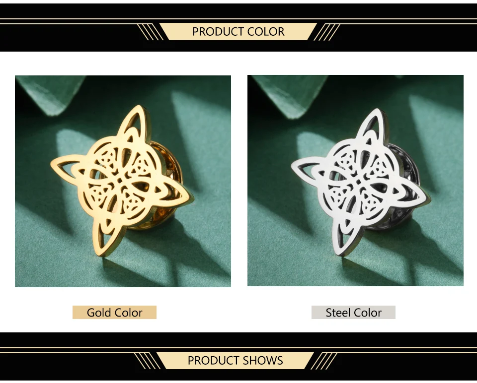Dawapara Hexenknoten-Brosche, Pins, Celtics Trinity-Knoten, Triquetra-Symbol, viel Glück, heilige Geometrie, Wicca-Schmuck, Edelstahl – Detail 3