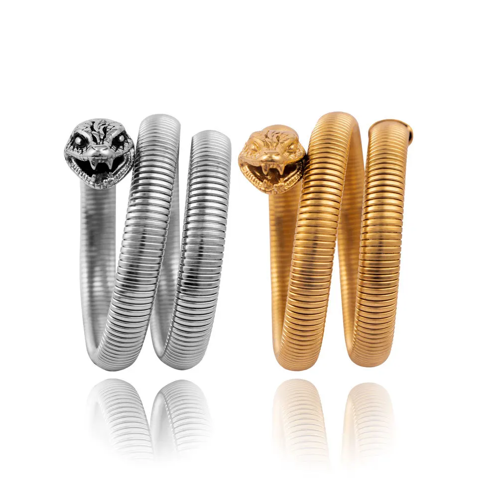 

Новинка, позолоченный браслет ins из нержавеющей стали 18 карат, Открытый браслет в виде змеи, винтажный браслет в виде змеи в стиле панк, животное для женщин и девушек, модные ювелирные изделия