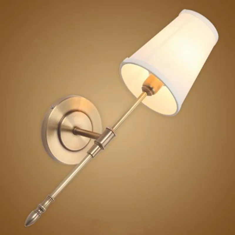

Modern Wall Lamp Full Copper Wall Sconces Fabric Lampshade Bathroom Mirror Bedside Cabinet Fixtures Home Lighting