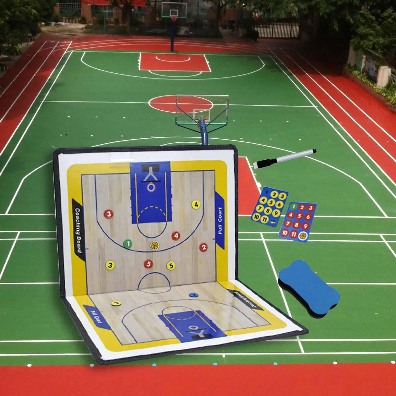 

Basketball Coaching Board Foldable and Portable Strategy Board Guidance Training Aid Coaches Marker Board with Erasable Marker