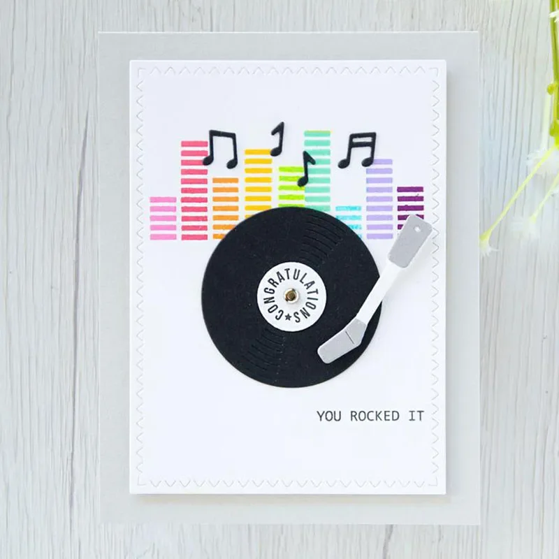 MonkeyStamp Phonograph CD Metal Cutting Dies and Stamps for DIY Scrapbooking photo album Decorative Embossing DIY Paper Cards