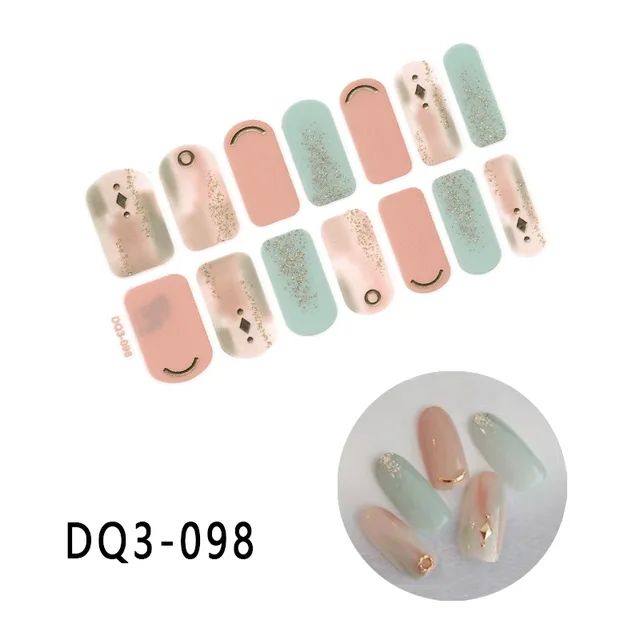 Korean Fashion Colorful 3D Glitter Sequins Nail Art Stickers Manicure DIY Nail Strips Wraps Solid Color DQ3-098
