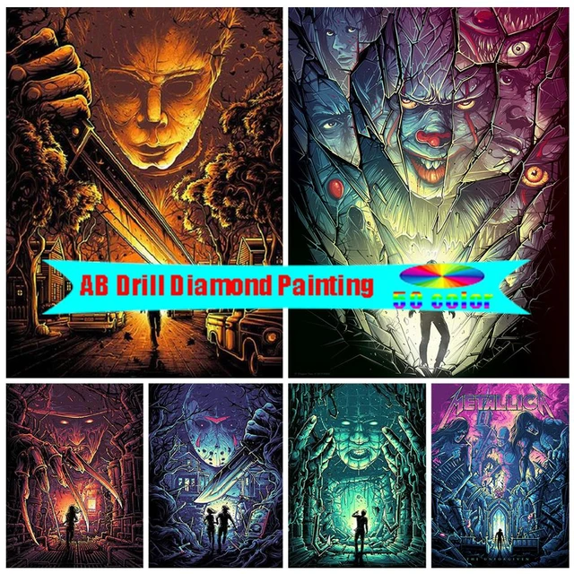 5D Diamond Painting Horror Movie Characters AB Drills 50 Colors Kits DIY  Cross Stitch Mosaic Embroidery Pictures Art Home Decor