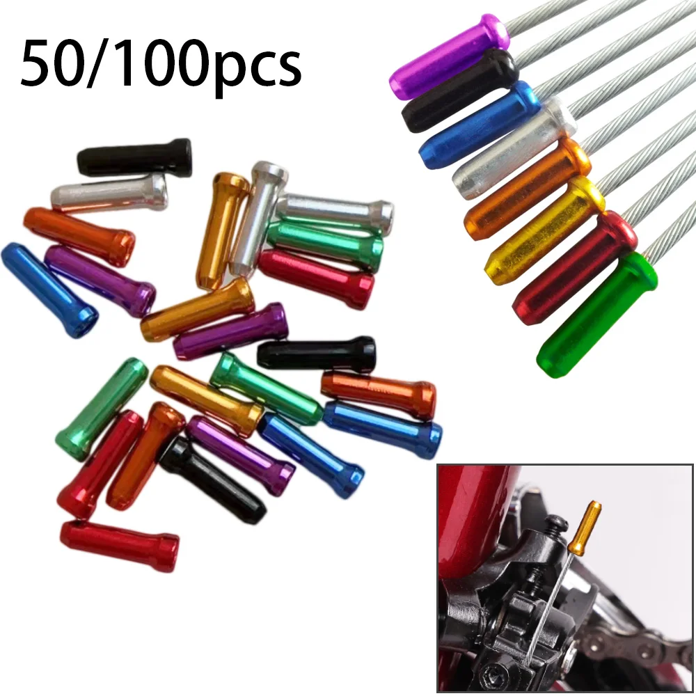 

Наконечники для велосипедного троса, алюминиевые наконечники для велосипедного тормоза, внутренние наконечники троса переключателя передач, наконечники троса переключателя передач, 50/100 шт./партия