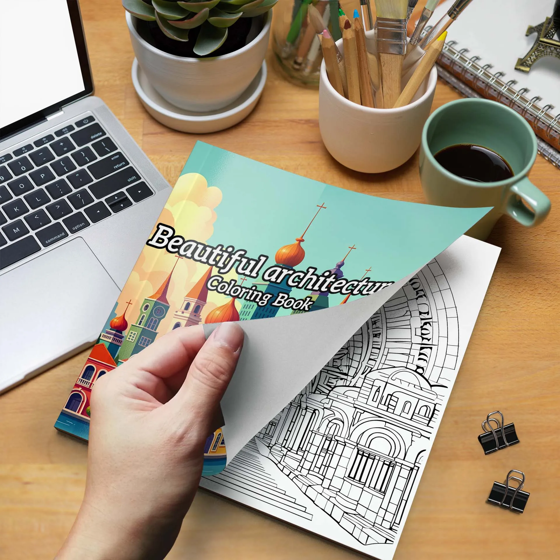Beautiful Architecture Coloring Book 24pages of House Adult Picture Book Graffiti Painting Drawing can relax and relieve stress 4