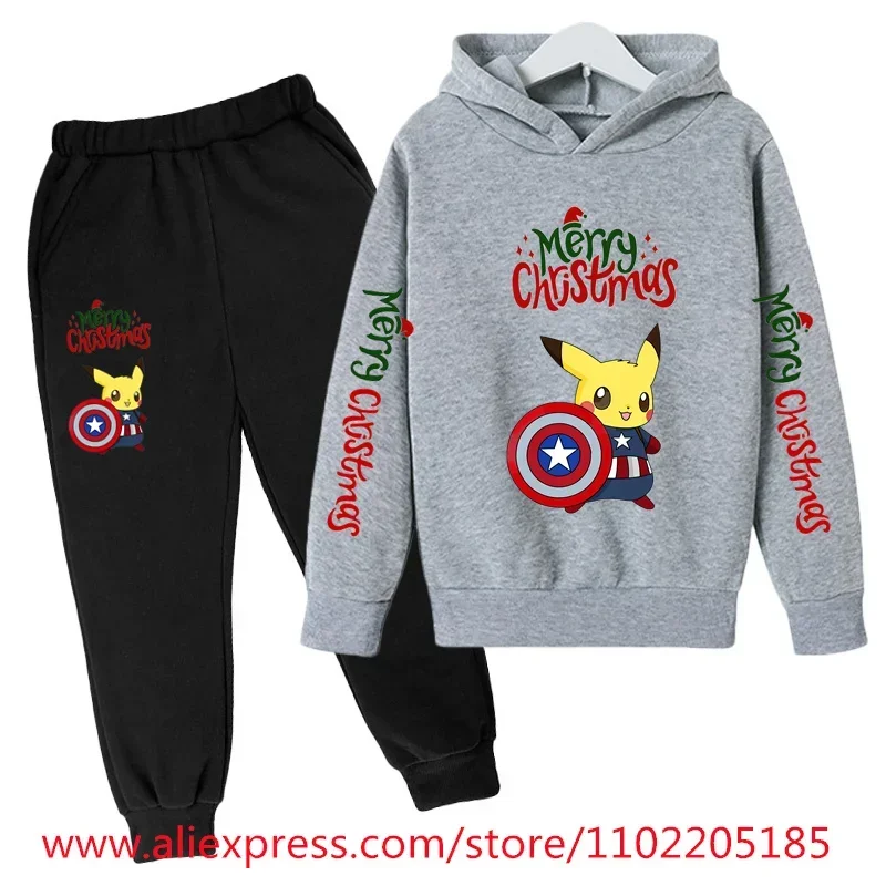 thumbnail image 1 of Conjunto de sudadera con capucha navideña, ropa para niños, chándal con capucha para niñas, sudadera de Papá Noel para niños, 2 piezas, ropa para niños de Stranger Things, 1 of 5