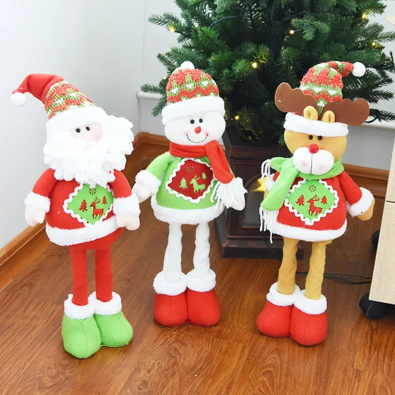 

Retractable Santa Claus doll doll desktop decoration plush snowman elk scene decoration decoration