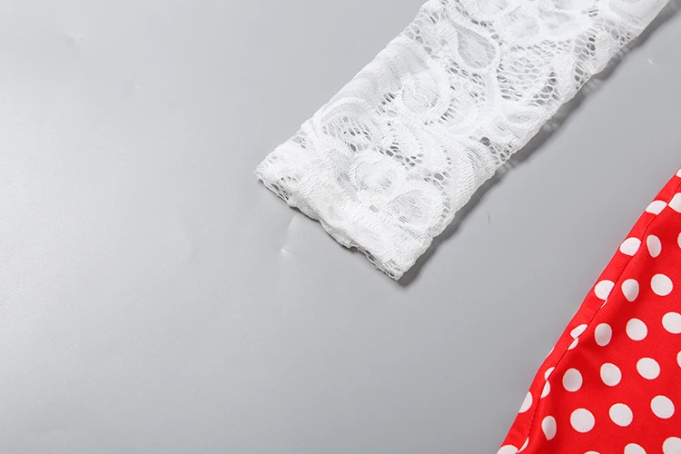 Kliou Spitze Patchwork Playsuits Frau Oansatz Volle Hülse Backless Polka Dot Print Dünne Pfirsich Hüfte Mitternacht Club Party Strampler – Detail 7