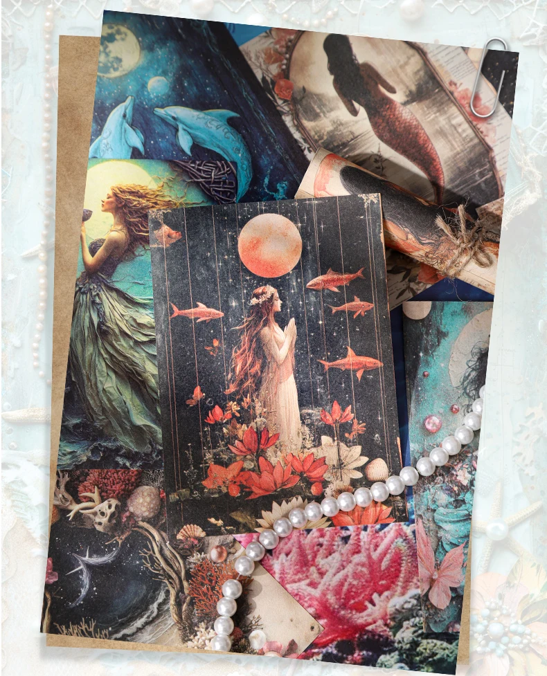 Journal GO 30 Stück Vintage Meerjungfrau Material Papier Dekorative Scrapbooking Handgemacht DIY Junk Journal Hintergrundzubehör – Detail 8