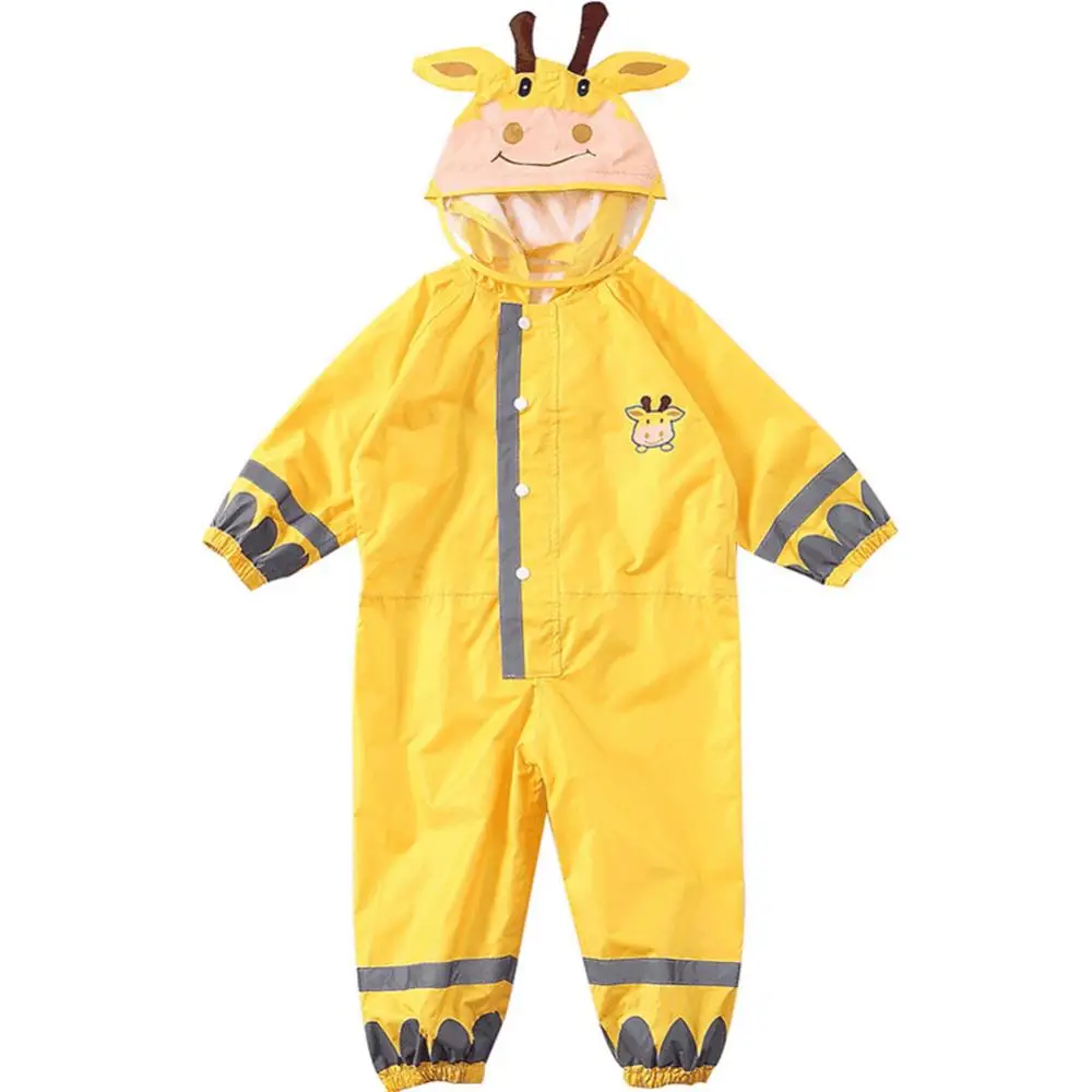Waterproof Raincoat Kids One Piece Rainwear raincoat poncho Cartoon Animal Rain Coat Hooded Poncho Coverall