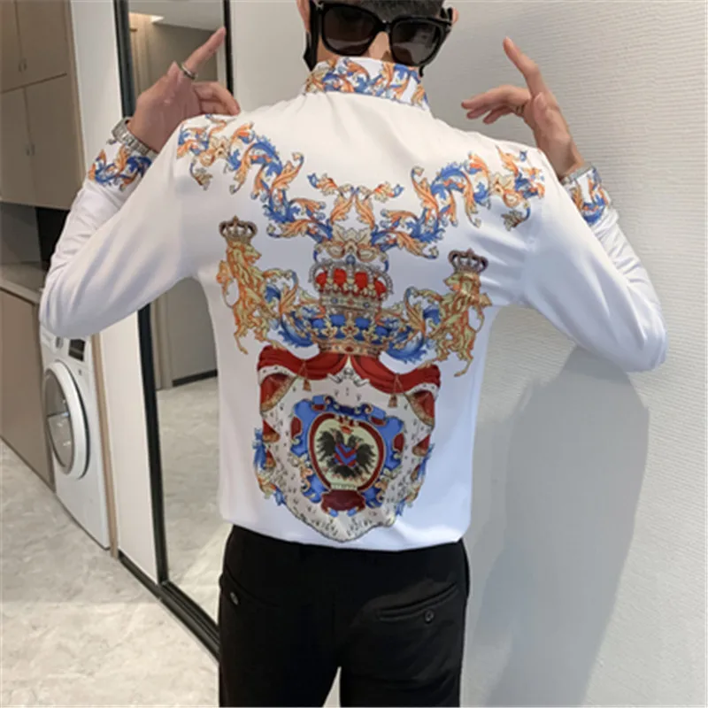 

Streetwear Camisa Men Social Shirt Long Sleeve Casual Shirt 4XL Man Floral Print Korean Fashion Blouses Male Clothes Spring 2023