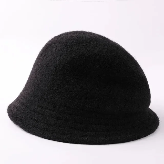 thumbnail image 1 of Sombrero de pescador de lana pura estilo coreano para otoño e invierno, artístico, térmico, resistente al viento, a juego, plegable, 1 of 5