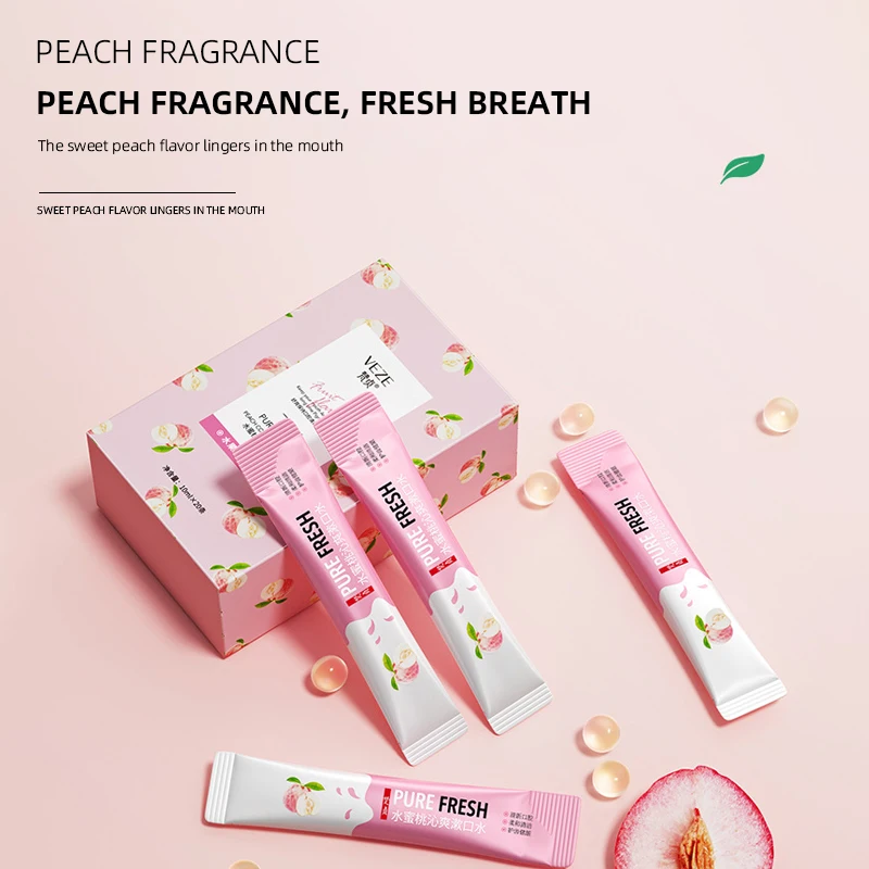 Portable Mouthwash 20pcs 10ml Mint/Lemon/Peach Scent for Travel