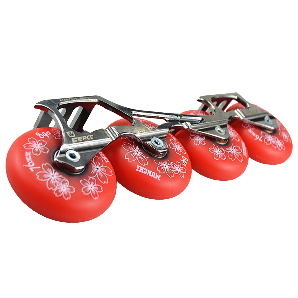 72mm/76mm 4Pcs Inline Roller Hockey Fitness Skate Wheel 84A,Fancy Skating Speed Skates Wheels Replacement Accessory PU Material