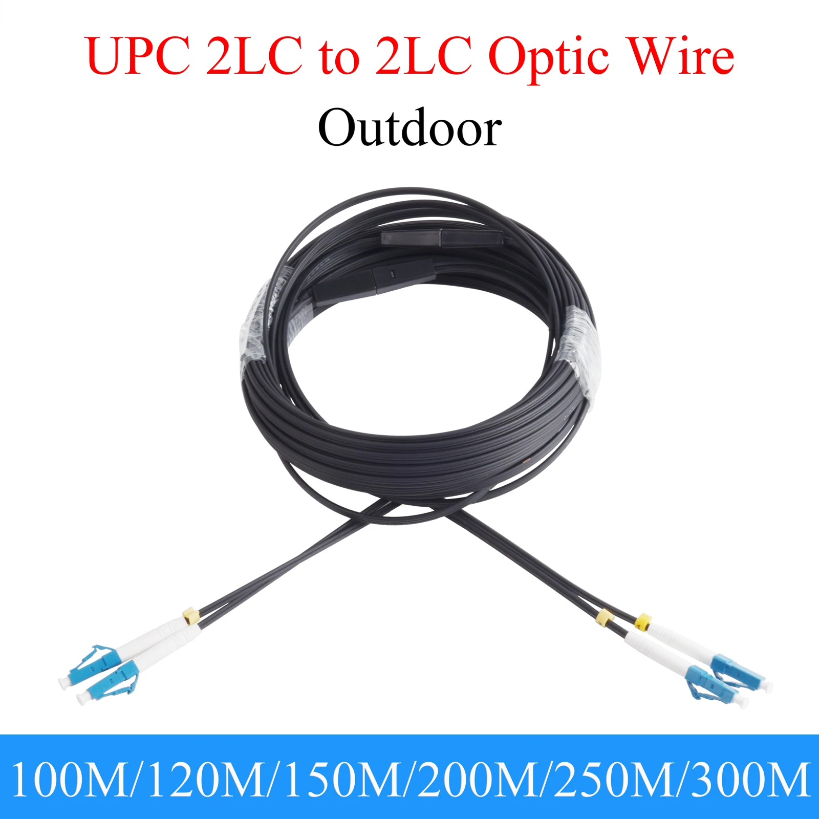 

Fiber Optic Extension Wire UPC 2 LC to 2 LC Single-mode 2-core Outdoor Convert Line 100M/120M/150M/200M/250M/300M Optical Cable