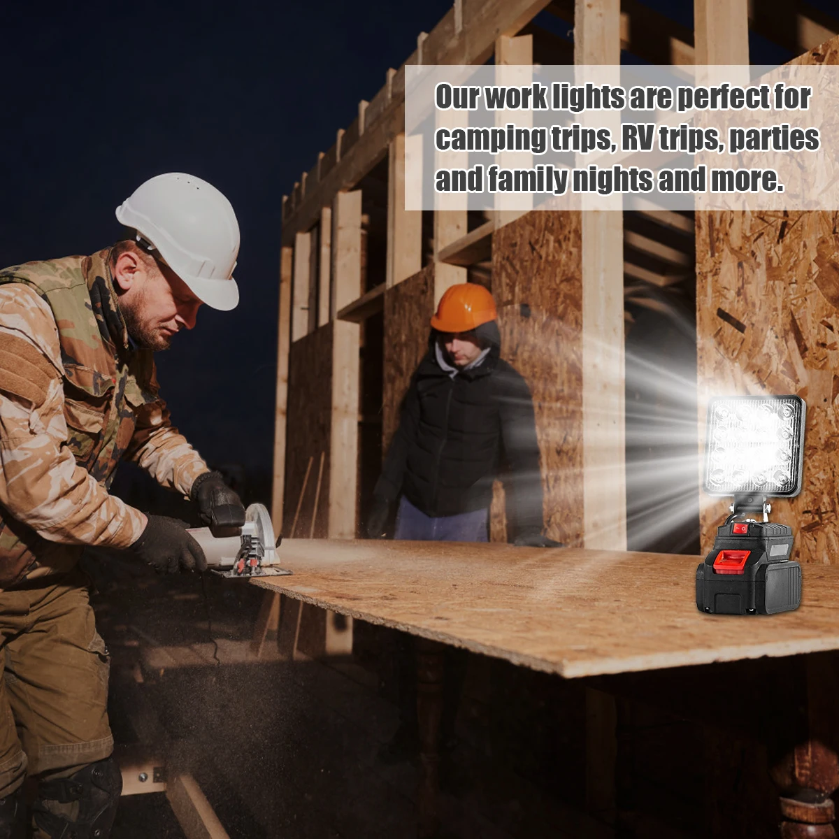 New Flood Work Light 18V/20V 27W 4inch Square LED Work Light 90&deg; Rotatable Job Site Cordless Portable Flashlight Outside