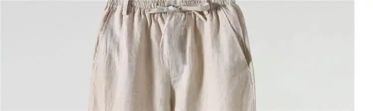 Solid Color Linen Pants Men's Loose Cotton Linen Casual 9 Points Pants Spring Summer Home Straight Soft Comfortable Trousers