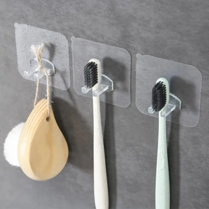 Toothbrush Stand Wall-mounted Traceless Bathroom Supplies Toothbrush Holder Durable Multi-functional Cover 2 4 6PCS