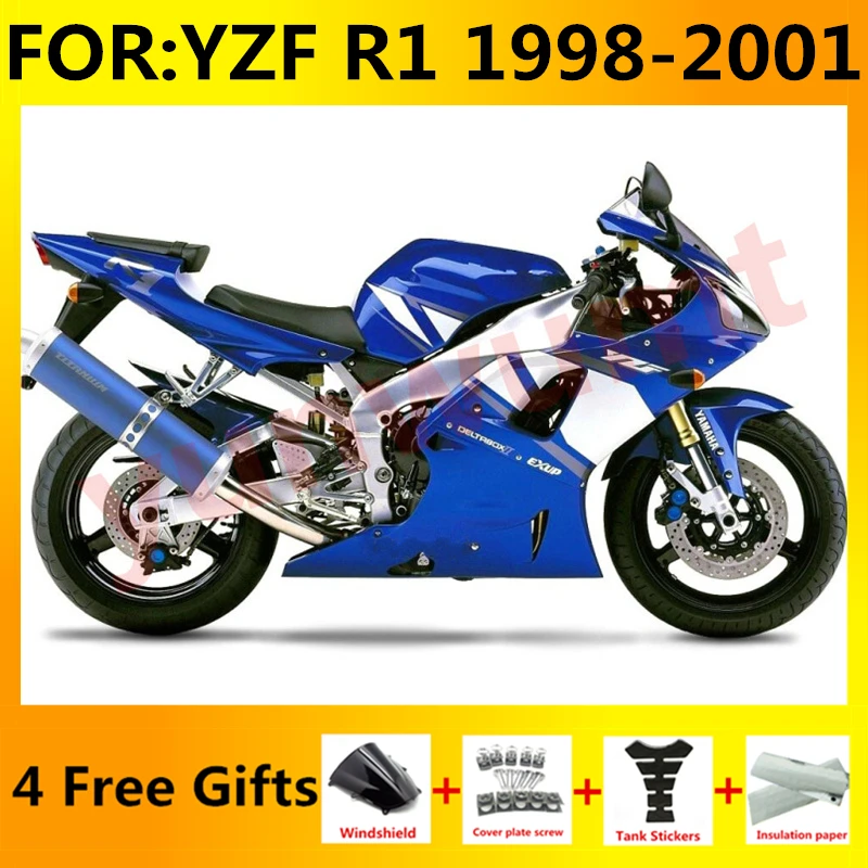 

Новинка, комплект обтекателей для литья под давлением мотоцикла ABS, подходит для YZF R1 1998 1999 2000 2001 Φ 98 99 00 01, комплекты обтекателей, синий и белый