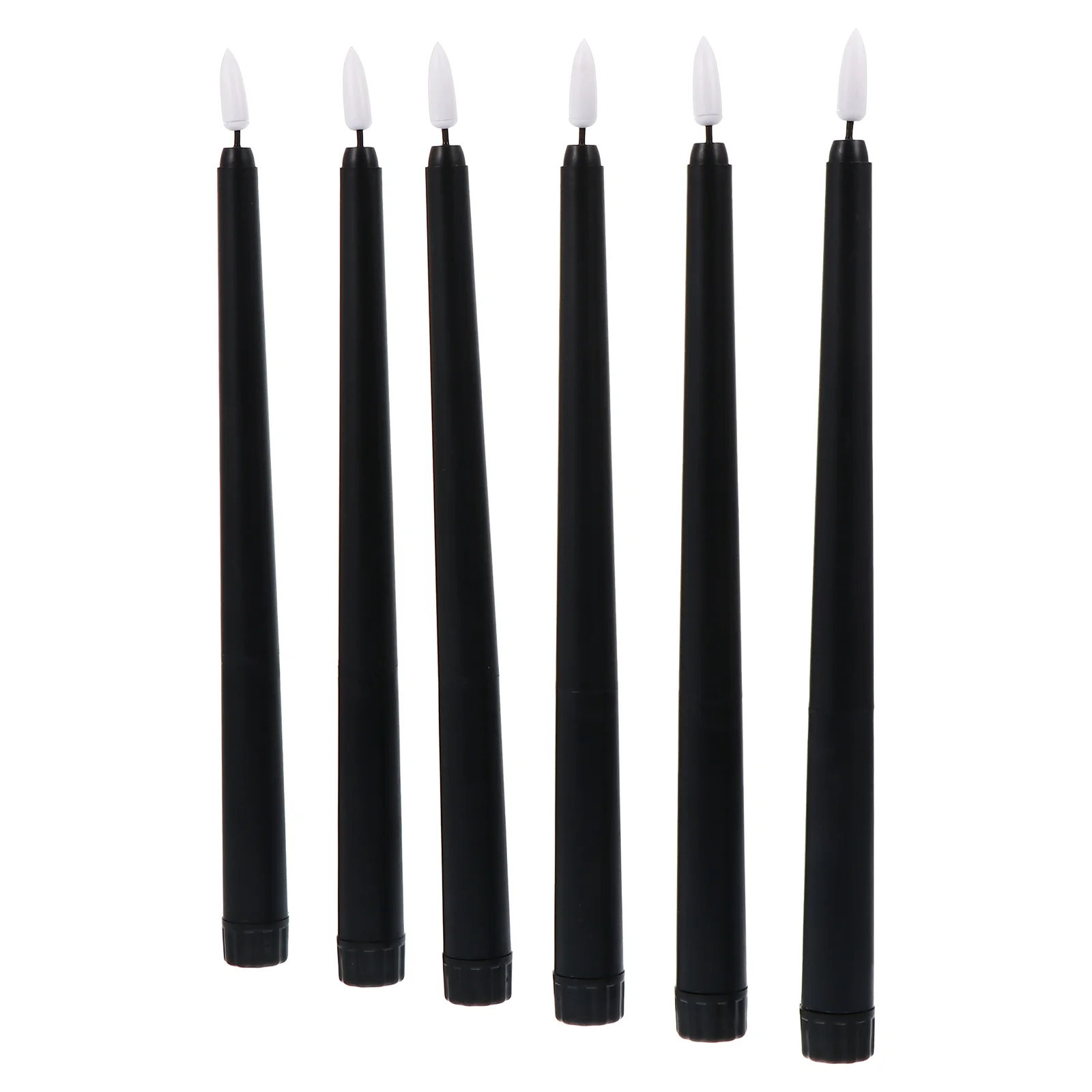 

6Pcs Black Flemeless Led Taper Candles Flickering Moving Wick Flickering Warm White Taper Candle Wick Dripping-Wax Effect