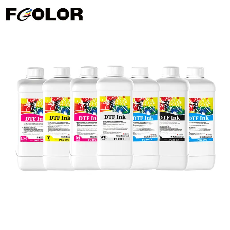 Fcolor Top Ranking Best Quality DTF Ink White 1000ml PG2003 DTF Ink for Epson DTF Printer PET Film C M Y K LC LM W 7 Colors Ink