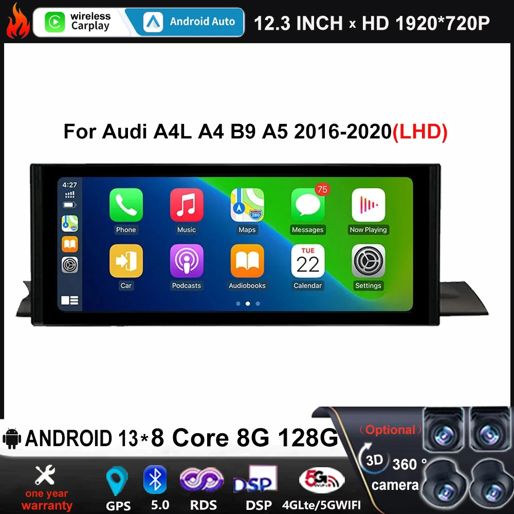 Android 13 Lettori Video Per Auto Auto Navigazione Gps Carplay Per Audi A4 A5 S5 B8 2017 - 2018 12.3 "Multimedia Centrale Prezzo Di Fabbrica