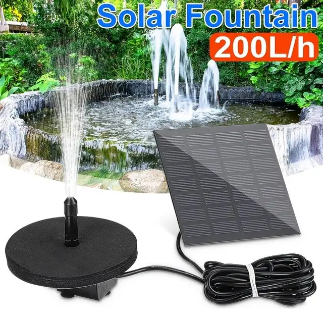 1Pc Napelemes Panel Power Water Szökőkút 7V 1,5W 200L/H Vízszivattyú Akváriummedence Kerti Tó Úszó Merülő Szivattyú