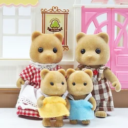 Easter Bunny Family Forest Animal Miniature Set - Dollhouse Pretend Play Accessories for Girls (Brown bear family)