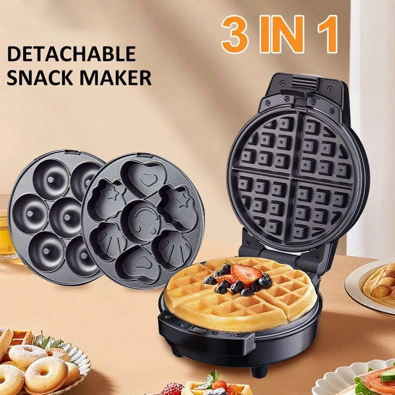 Home changer 3-in-1 breakfast sandwich maker for kid-friendly breakfasts, snacks, desserts, etc., non-stick surfaces