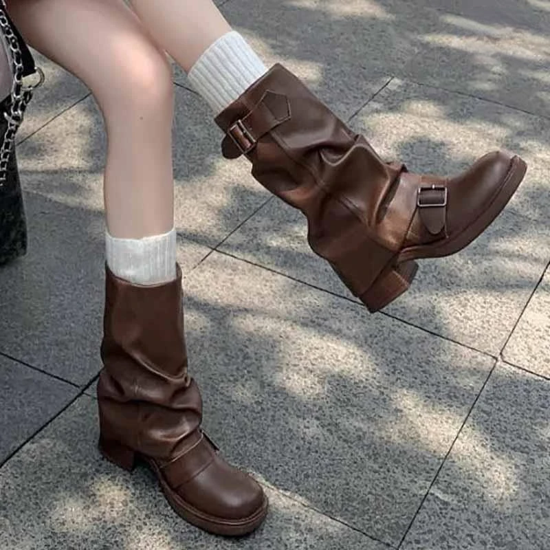 2022 New Chunky Platform Chelsea Boots Women Mix Color Pu