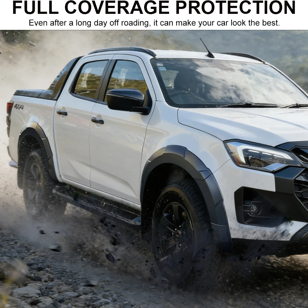 이즈즈 D-Max Dmax 2024 2025 2026 더블캡 OEM 스타일 휠 아치 확장 펜더 플레어 머드가드 무광 블랙 자동차 액세서리