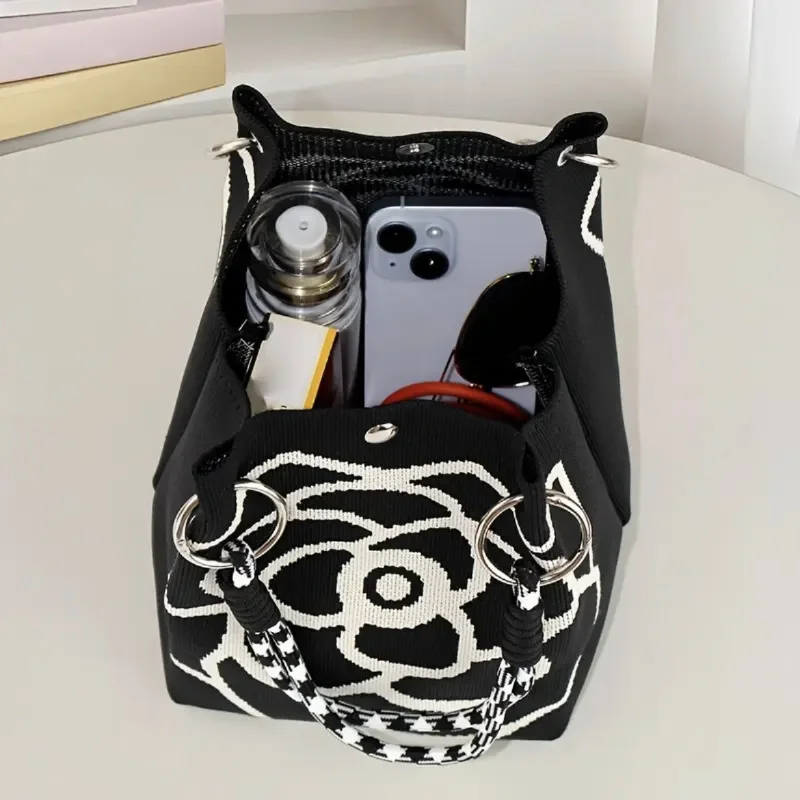 Portable Handbag Large Capaci Knitted Tote Bag for Work Commuting Outings Miscellaneous Items Korean Japanese Sle Handbag