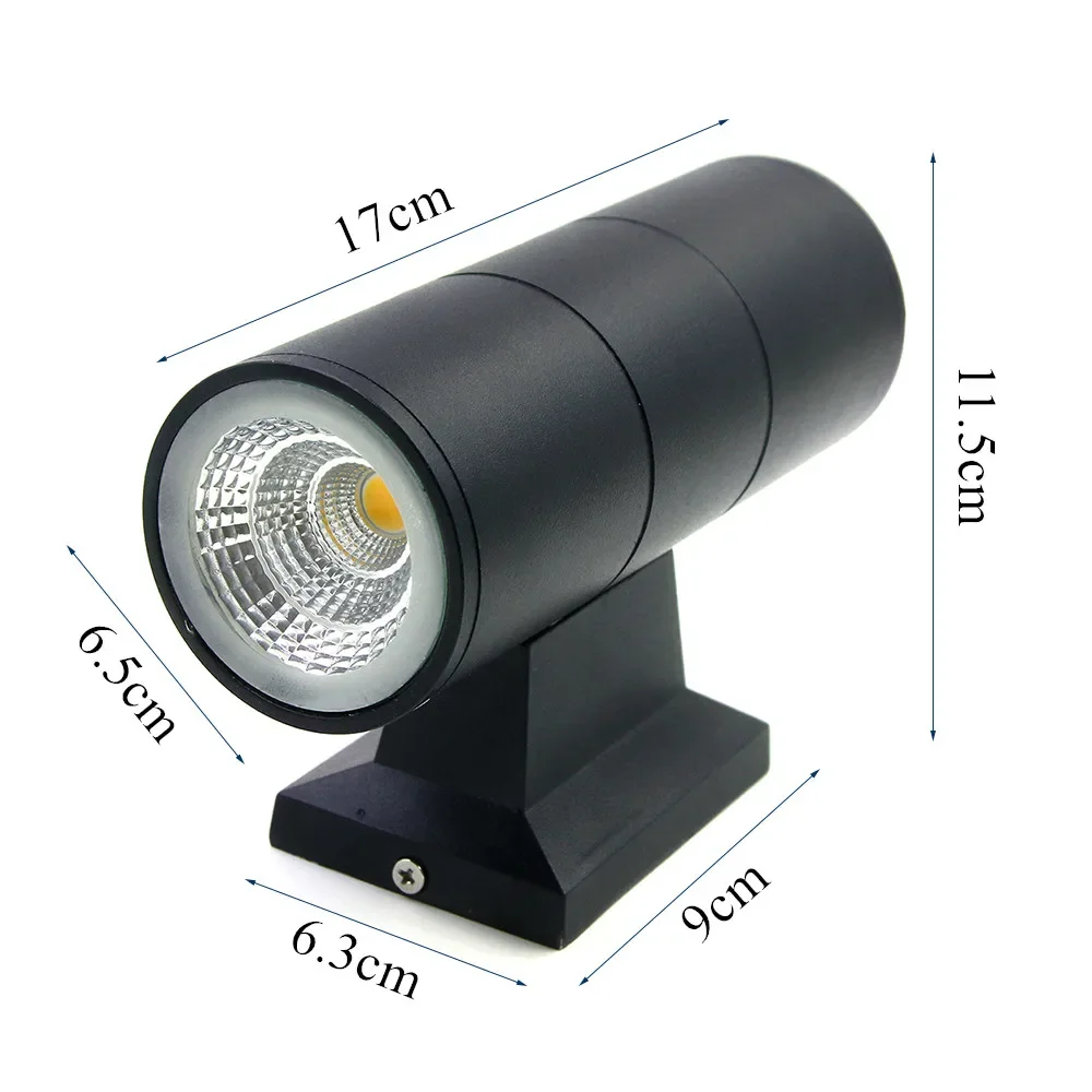 Outdoor Decorative IP65 Waterproof Wall Lamp Up Down Dual-Head Aluminum Cylinder COB LED 6W Porch Lights AC 85-265V