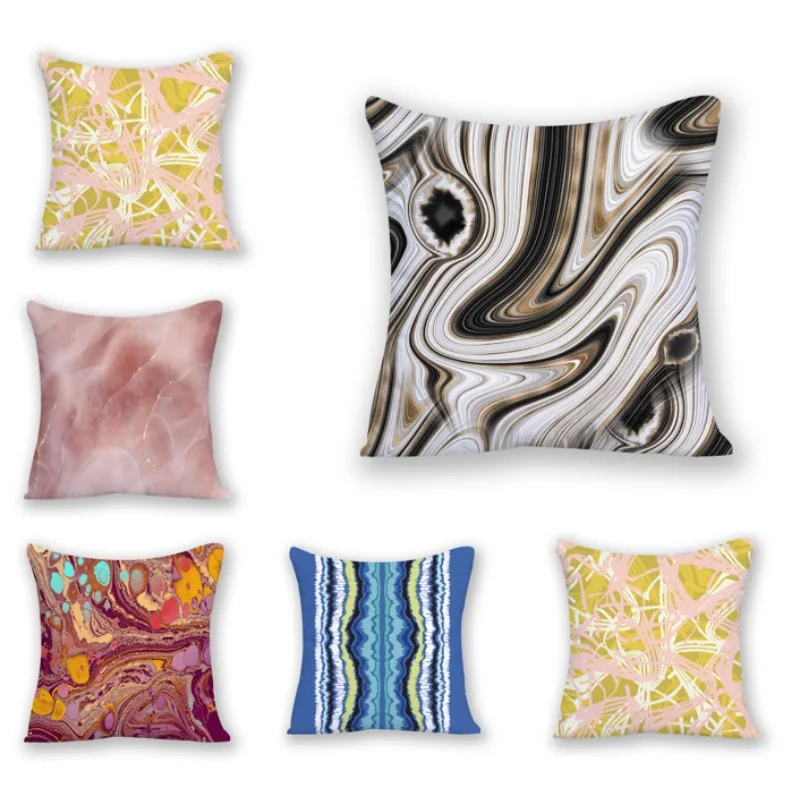 

Cushion Cover Pillow for Sofa Hot Sale Pillow Cover Colorful Decoration Home Polyester Linen Abstract Print Velvet Bed SF250