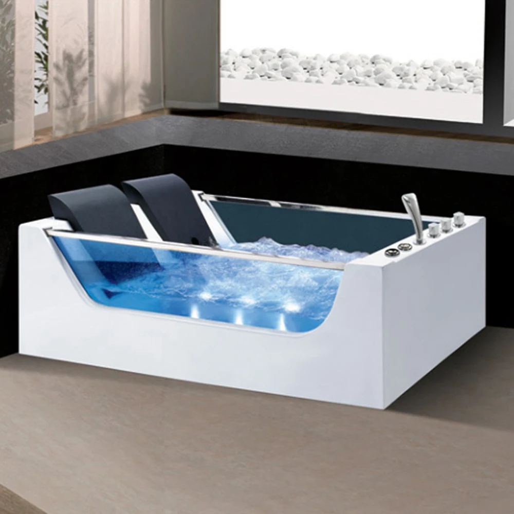 1800mm Whirlpool Double People Bathtub LED Colored Lights Indoor Spa Surf Massage Tub 1812A