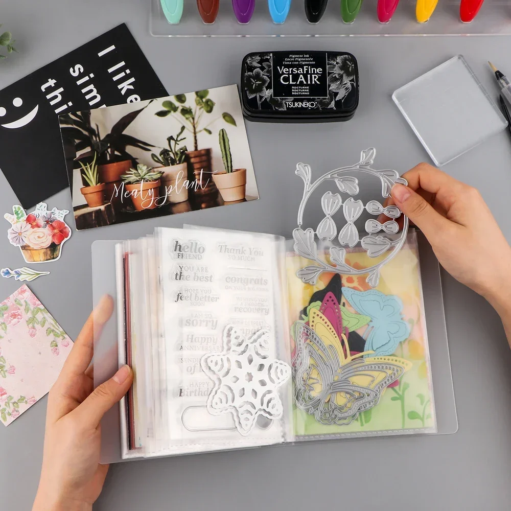 40 Pages Multipurpose A6 Clear Sticker Photo Storage Album For Scrapbooking Stamp and Dies Storage Book Organizer Folder Sheets