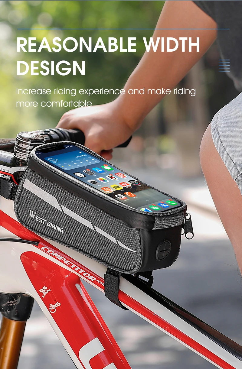 WEST RADFAHREN Fahrrad Oberrohr Tasche TPU Touchscreen Für 7,0 Zoll Telefon Radfahren Tasche Wasserdichte Reflektierende MTB Rennrad Rahmen Tasche – Detail 11