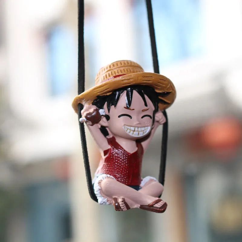 

Cartoon Anime Cute Car Decoration Boy Luffy Swing Car Rearview Mirror Nautical King decoration Luffy Hand Do Pendant Gift