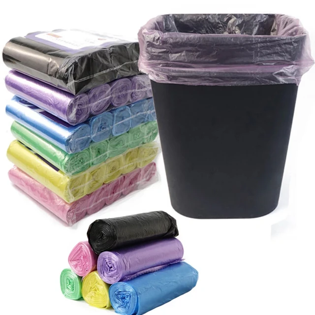 Trash Bags, 5 Rolls/100 Counts Small Garbage Bags for Office,  Kitchen,Bedroom Waste Bin,Colorful Portable Strong Rubbish Bags,Wastebasket  Bags.Green 