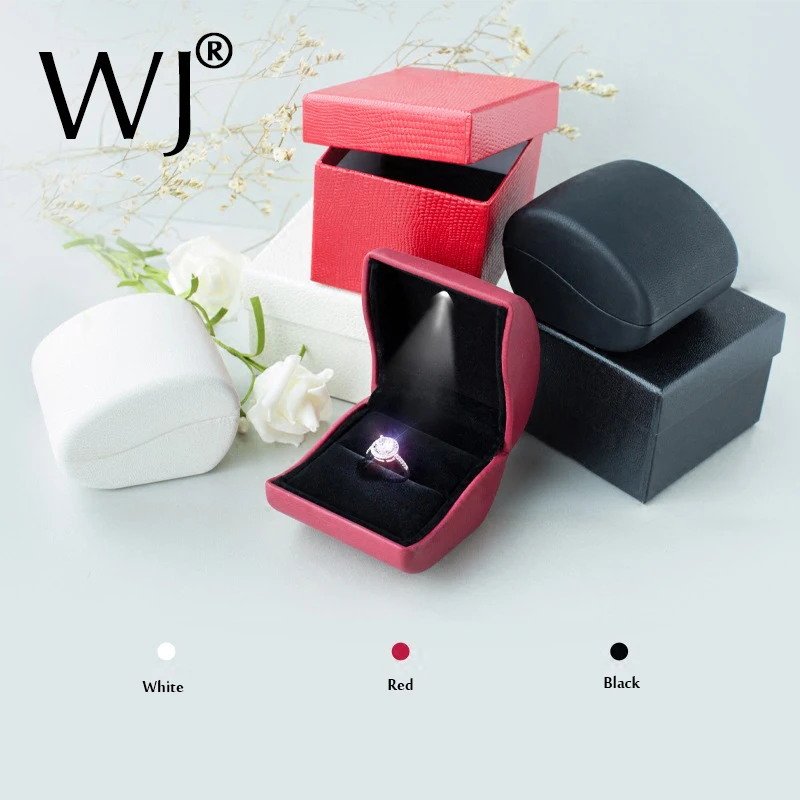 Jewelry ring storage boxes Display Organizer for ring with LED light 7x8x5 cm 