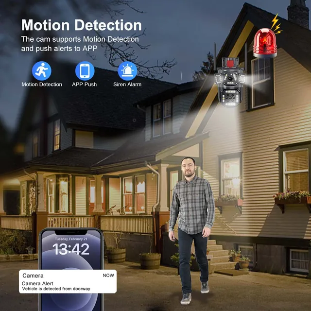 12MP 6K HD WiFi IP Camera Three Screens PTZ Camera Outdoor Ai Tracking 4K CCTV Video Surveillance Cam Smart Security Protection - Image 5