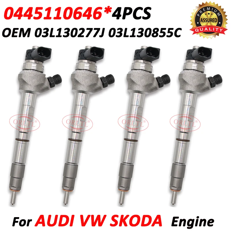 0445110646 Iniettore Common Rail 03 L130277J Ugello Carburante 03 L130277Q Per Audi Skoda Seat Vw Muslimate 0986435166